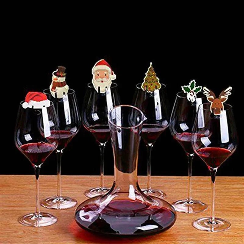 10pc/set Wine Cup Card Christmas Decor Santa Hat Glass Decor Xmas Tree - Noel.ca