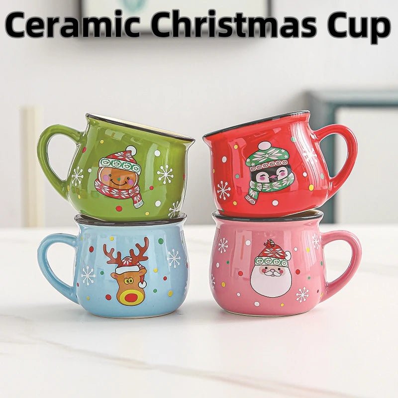 150ML Ceramic Christmas Cup Cartoon Santa Style Cute Elk Mousse Cup - Noel.ca