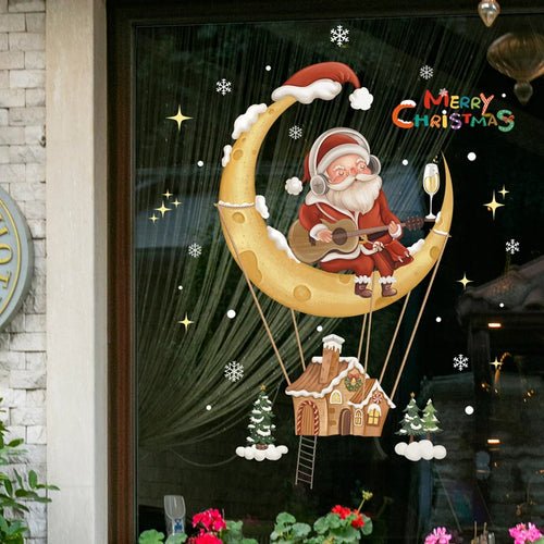 2024 Christmas Window Stickers Santa Claus Xmas Tree Cartoon Glass - Noel.ca