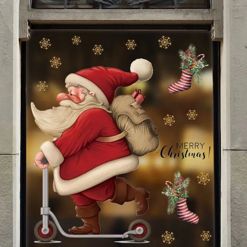 2024 Christmas Window Stickers Santa Claus Xmas Tree Cartoon Glass - Noel.ca