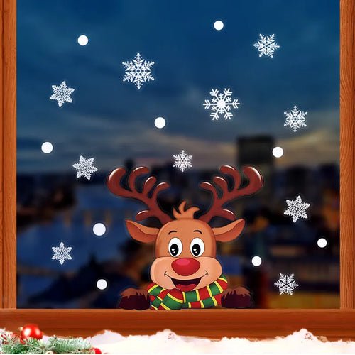 2024 Christmas Window Stickers Santa Claus Xmas Tree Cartoon Glass - Noel.ca