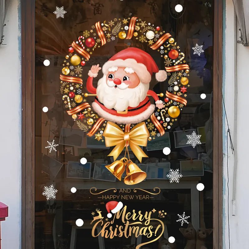 2024 Christmas Window Stickers Santa Claus Xmas Tree Cartoon Glass - Noel.ca