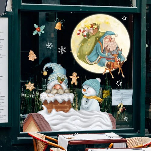 2024 Christmas Window Stickers Santa Claus Xmas Tree Cartoon Glass - Noel.ca