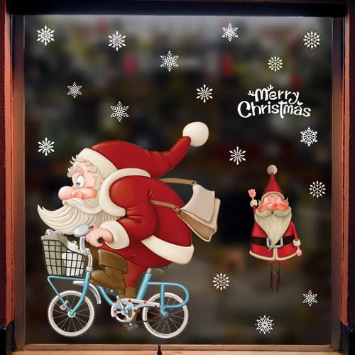 2024 Christmas Window Stickers Santa Claus Xmas Tree Cartoon Glass - Noel.ca