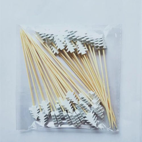 50Pcs/set Christmas Fruit Sticks Disposable Bamboo Sticks Snowflake - Noel.ca