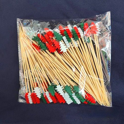 50Pcs/set Christmas Fruit Sticks Disposable Bamboo Sticks Snowflake - Noel.ca