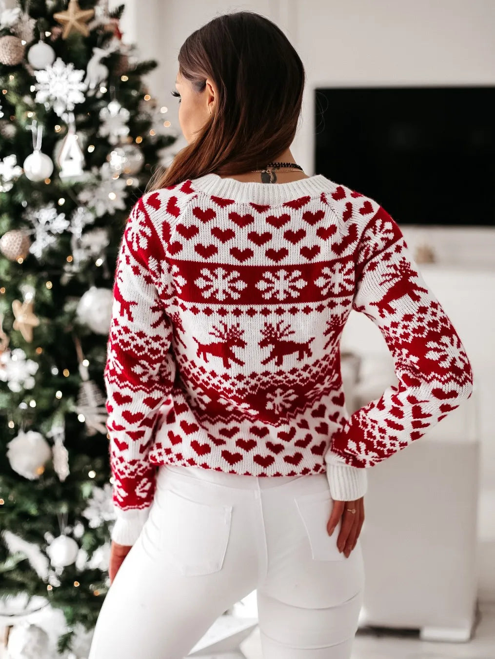 New Winter Christmas Women Sweaters Pullover Tops Casual Long Sleeve