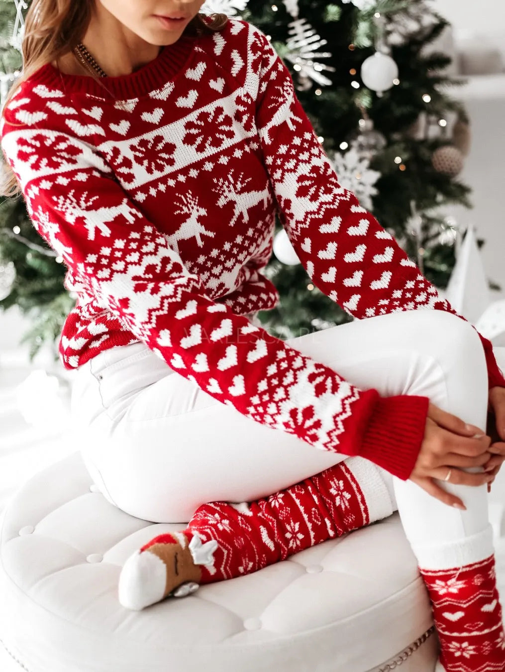 New Winter Christmas Women Sweaters Pullover Tops Casual Long Sleeve