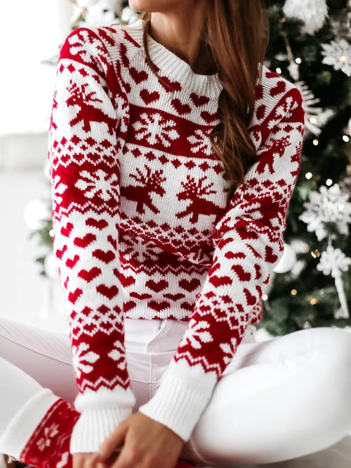 New Winter Christmas Women Sweaters Pullover Tops Casual Long Sleeve