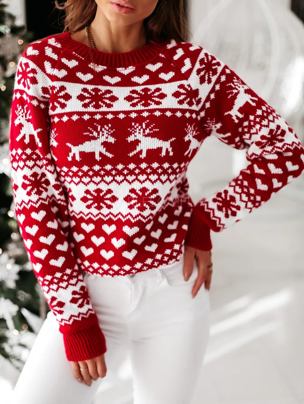 New Winter Christmas Women Sweaters Pullover Tops Casual Long Sleeve