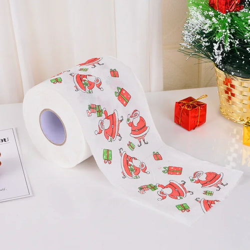 1Roll Christmas Toilet Paper Festival Theme Printed Wood Pulp Toilet