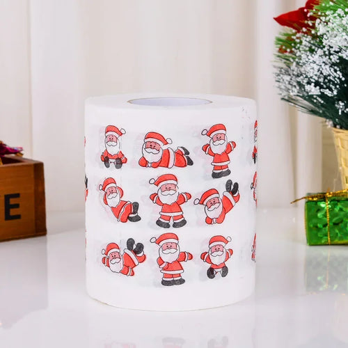 1Roll Christmas Toilet Paper Festival Theme Printed Wood Pulp Toilet
