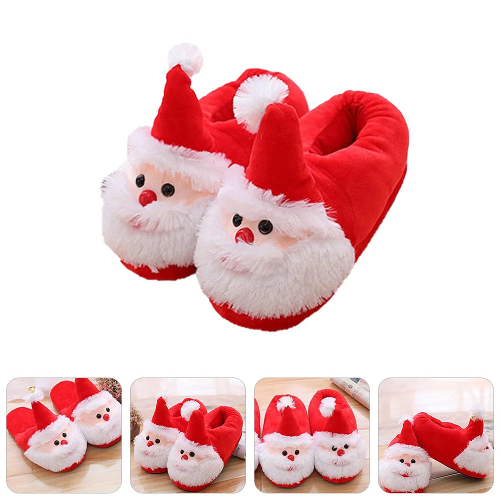 Cozy Furry Christmas Slippers Plush Christmas Slippers Santa Women