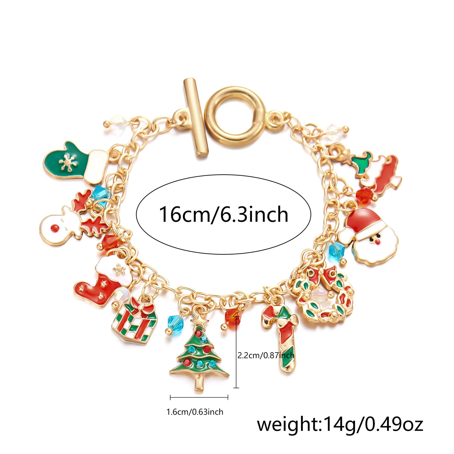 Cute Christmas Series Santa Claus Tree Elk Pendant Bracelets for Women