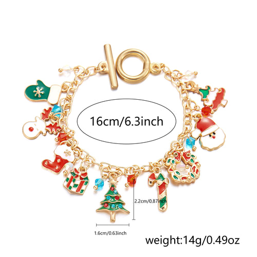 Cute Christmas Series Santa Claus Tree Elk Pendant Bracelets for Women