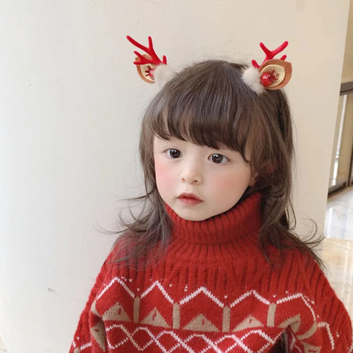 New Year Christmas Hair Pin Children Barrettes Bow Deer Santa Claus