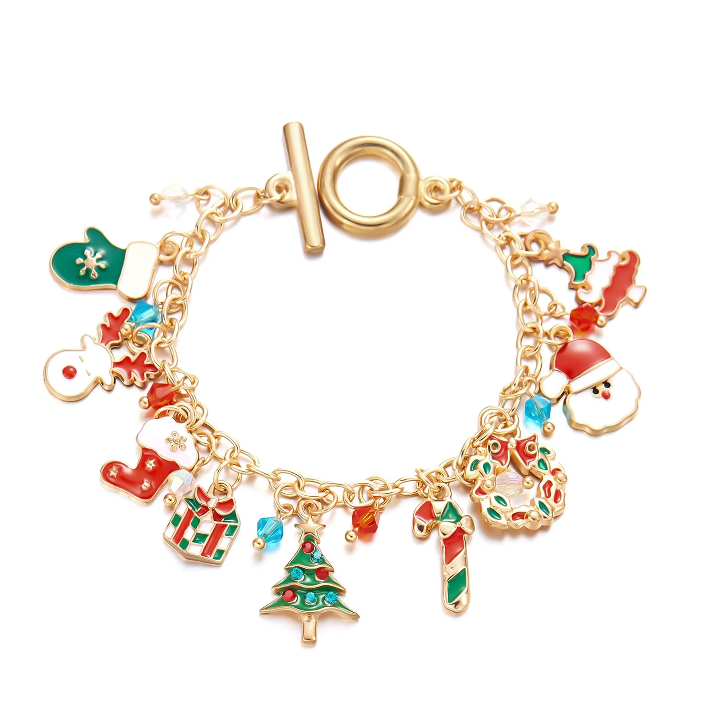 Cute Christmas Series Santa Claus Tree Elk Pendant Bracelets for Women