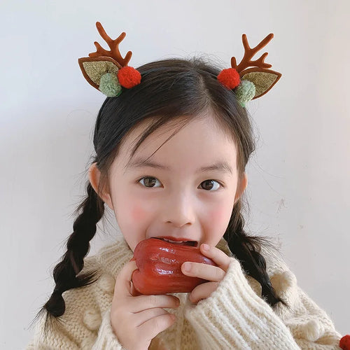 New Year Christmas Hair Pin Children Barrettes Bow Deer Santa Claus
