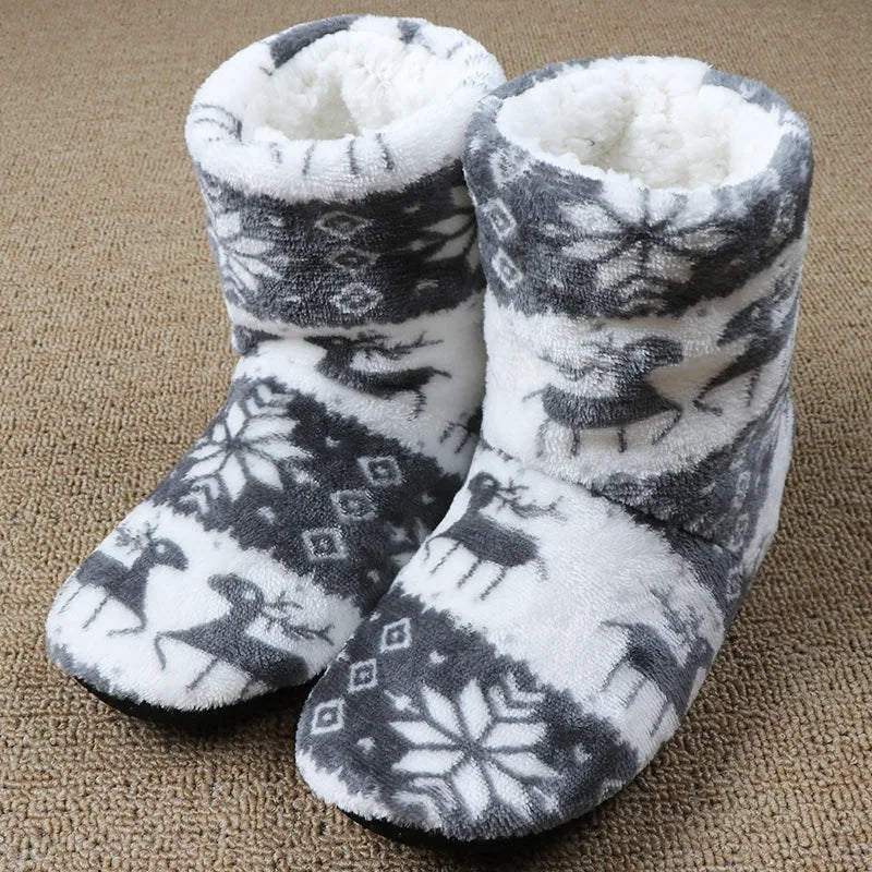 Winter Socks Shoes Woman Home Slippers Christmas Elk Indoor Shoes Warm