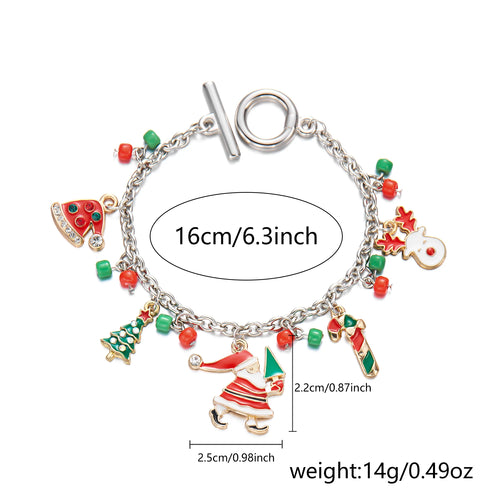 Cute Christmas Series Santa Claus Tree Elk Pendant Bracelets for Women