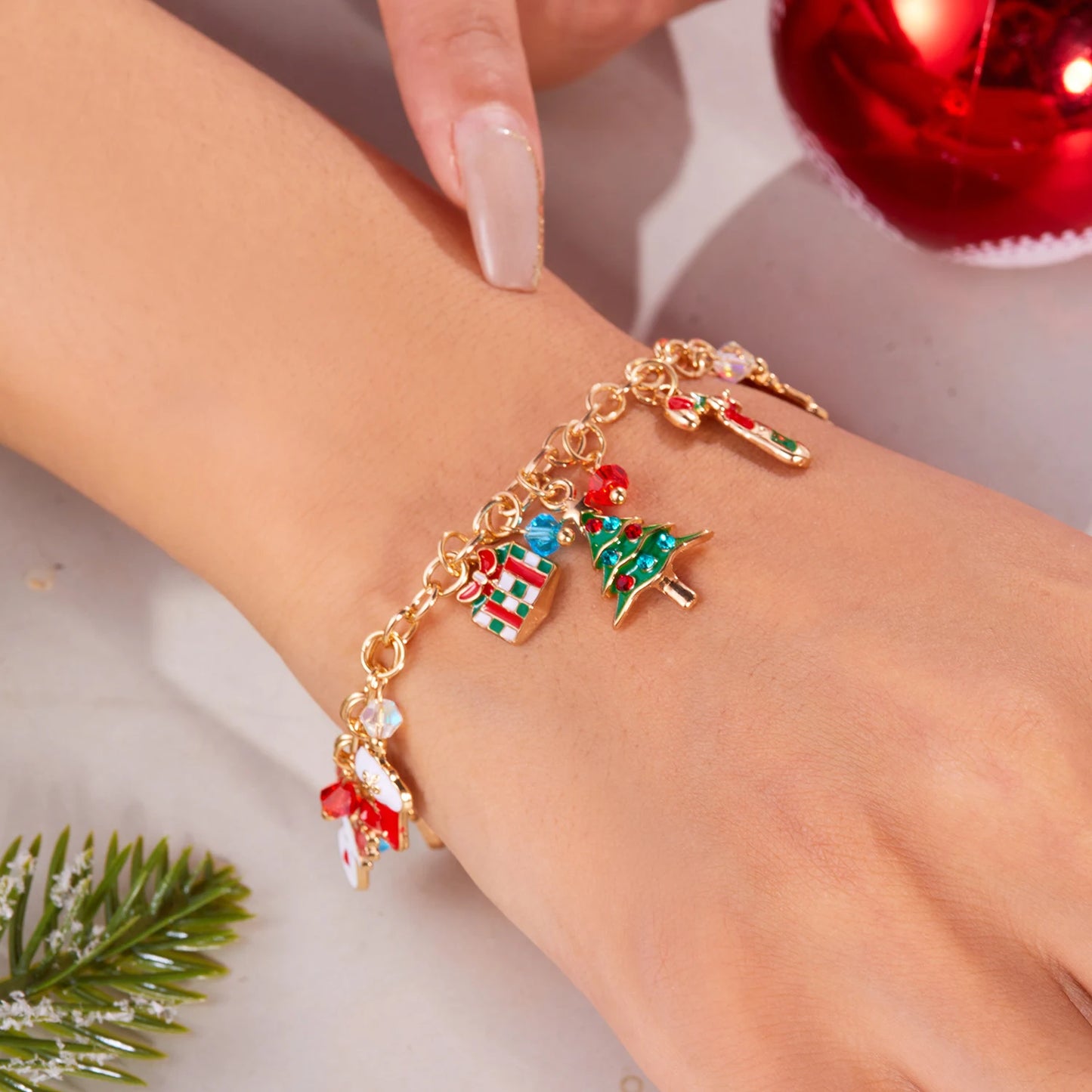 Cute Christmas Series Santa Claus Tree Elk Pendant Bracelets for Women