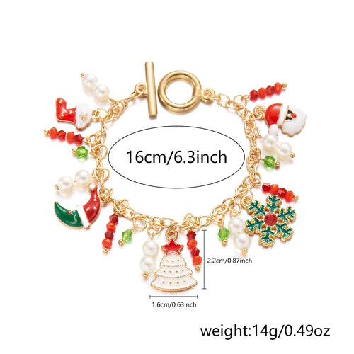 Cute Christmas Series Santa Claus Tree Elk Pendant Bracelets for Women