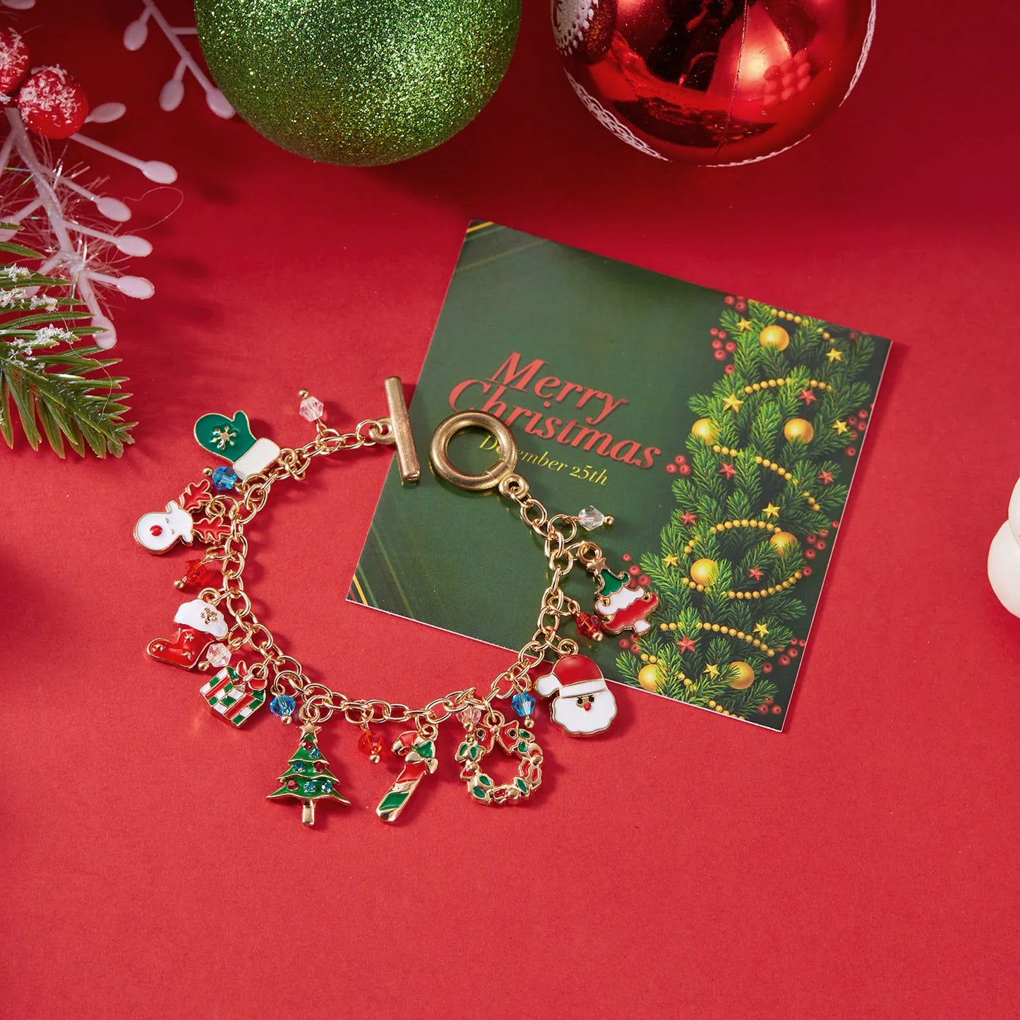 Cute Christmas Series Santa Claus Tree Elk Pendant Bracelets for Women