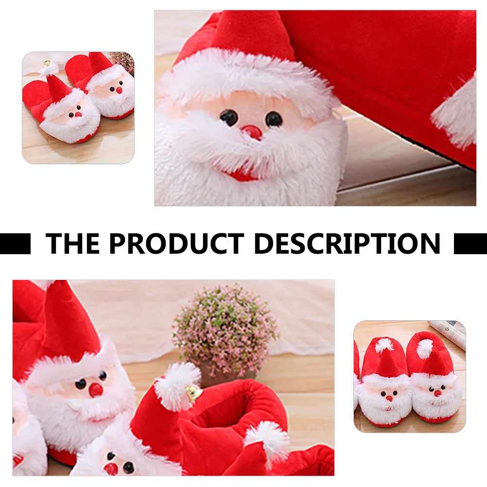 Cozy Furry Christmas Slippers Plush Christmas Slippers Santa Women