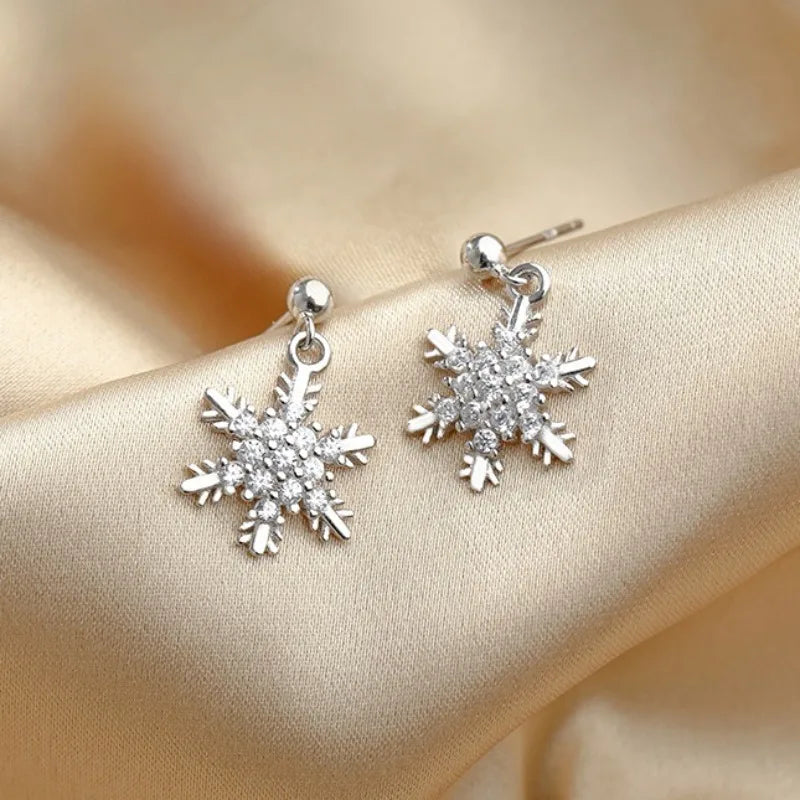 2023 New Red Bow Knot Snowflakes Drop Earring for Women Christmas