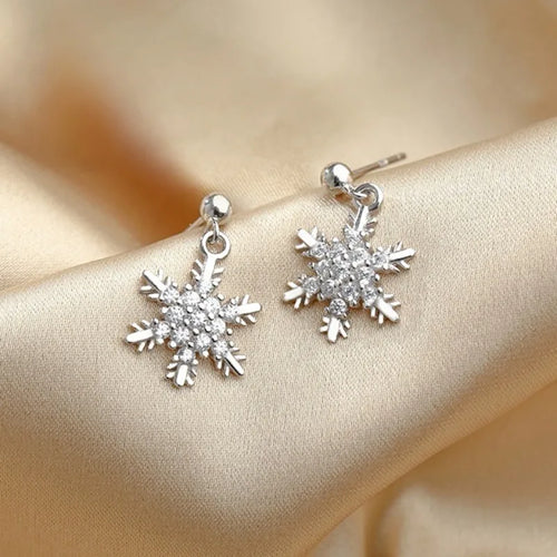 2023 New Red Bow Knot Snowflakes Drop Earring for Women Christmas