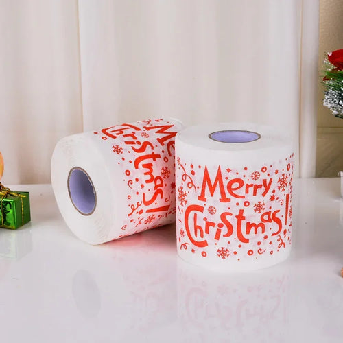 1Roll Christmas Toilet Paper Festival Theme Printed Wood Pulp Toilet