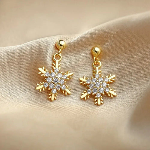 2023 New Red Bow Knot Snowflakes Drop Earring for Women Christmas
