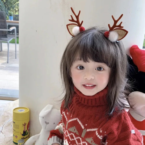 New Year Christmas Hair Pin Children Barrettes Bow Deer Santa Claus
