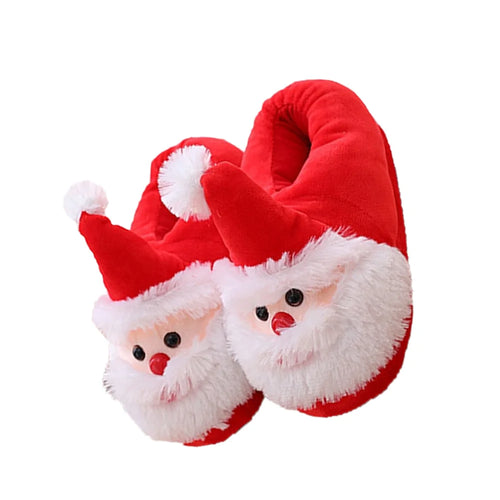 Cozy Furry Christmas Slippers Plush Christmas Slippers Santa Women