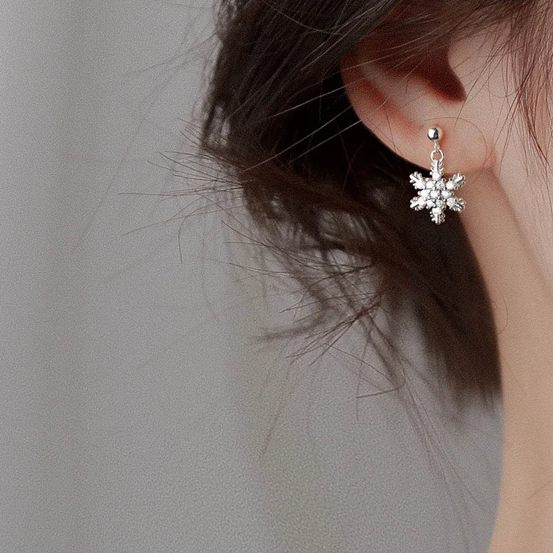 2023 New Red Bow Knot Snowflakes Drop Earring for Women Christmas