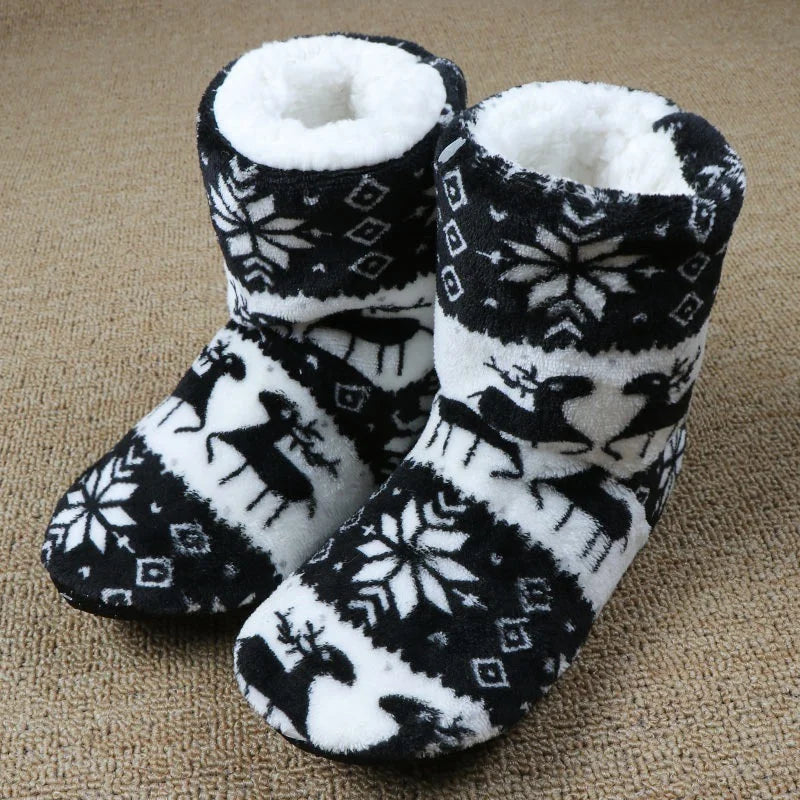 Winter Socks Shoes Woman Home Slippers Christmas Elk Indoor Shoes Warm
