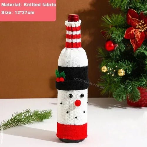Christmas Wine Bottle Cover Set Santa Snowman Woven Wine Bottle Bags - Noel.ca