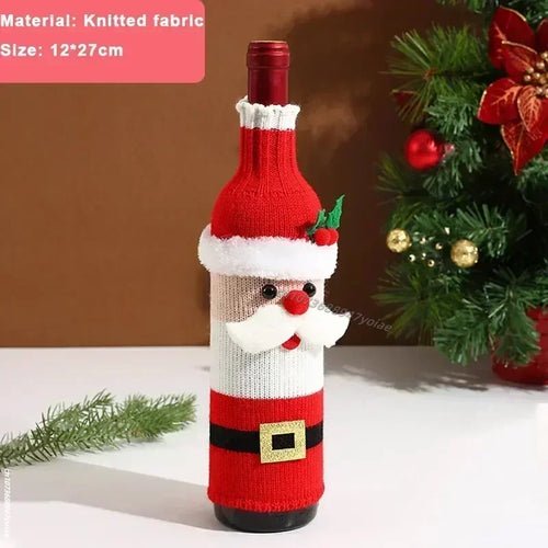 Christmas Wine Bottle Cover Set Santa Snowman Woven Wine Bottle Bags - Noel.ca
