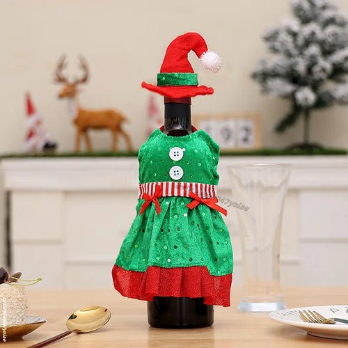 Christmas Wine Bottle Cover Set Santa Snowman Woven Wine Bottle Bags - Noel.ca