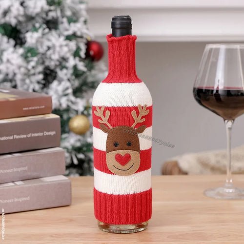 Christmas Wine Bottle Cover Set Santa Snowman Woven Wine Bottle Bags - Noel.ca