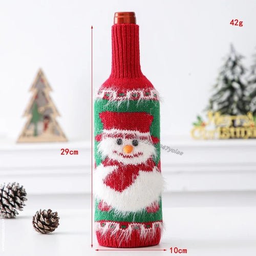 Christmas Wine Bottle Cover Set Santa Snowman Woven Wine Bottle Bags - Noel.ca