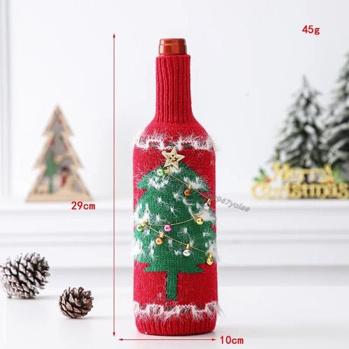 Christmas Wine Bottle Cover Set Santa Snowman Woven Wine Bottle Bags - Noel.ca