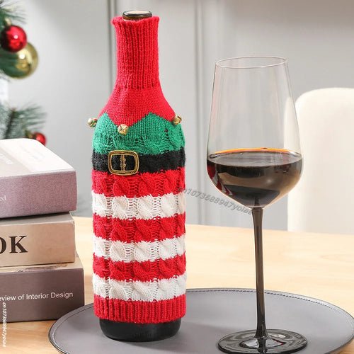 Christmas Wine Bottle Cover Set Santa Snowman Woven Wine Bottle Bags - Noel.ca