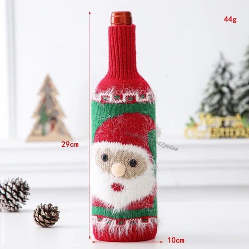 Christmas Wine Bottle Cover Set Santa Snowman Woven Wine Bottle Bags - Noel.ca