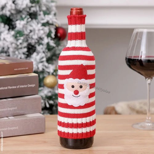 Christmas Wine Bottle Cover Set Santa Snowman Woven Wine Bottle Bags - Noel.ca