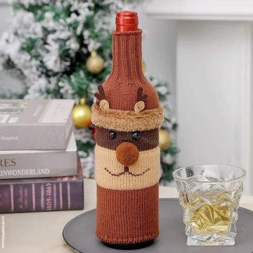 Christmas Wine Bottle Cover Set Santa Snowman Woven Wine Bottle Bags - Noel.ca