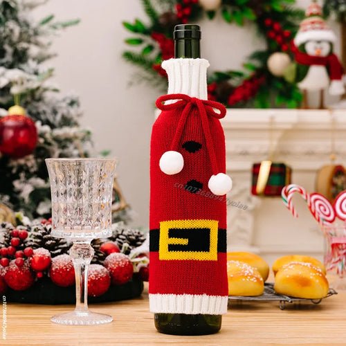 Christmas Wine Bottle Cover Set Santa Snowman Woven Wine Bottle Bags - Noel.ca