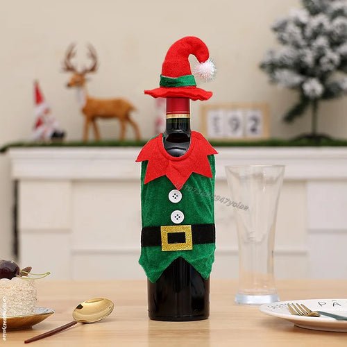 Christmas Wine Bottle Cover Set Santa Snowman Woven Wine Bottle Bags - Noel.ca