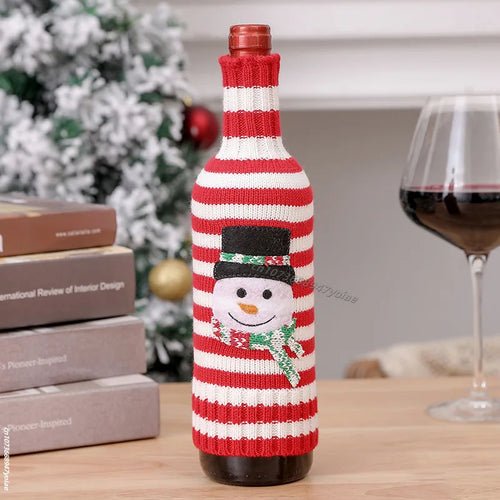 Christmas Wine Bottle Cover Set Santa Snowman Woven Wine Bottle Bags - Noel.ca
