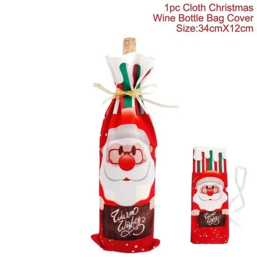 Creative Christmas Wine Bottle Set Golden Velvet Dress Wine Bottle - Noel.ca